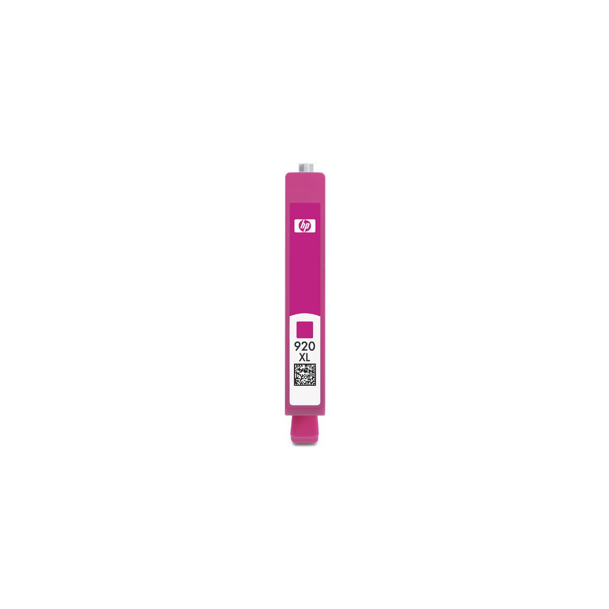 Un cartucho de tinta HP 920 XL rosa con logo de HP.