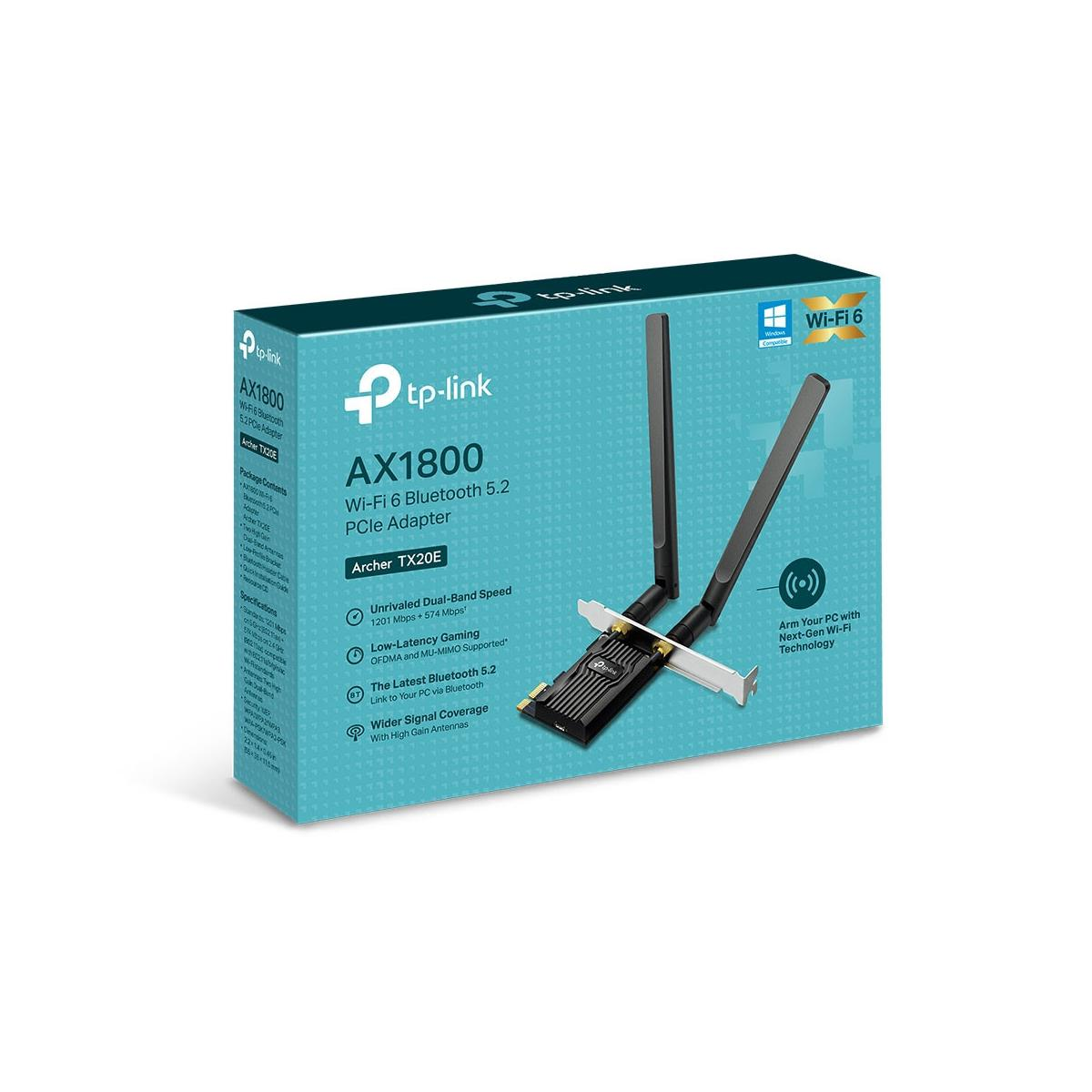 TP-Link AX1800 Wi-Fi 6 Bluetooth 5.2 PCIe adaptör antenli.