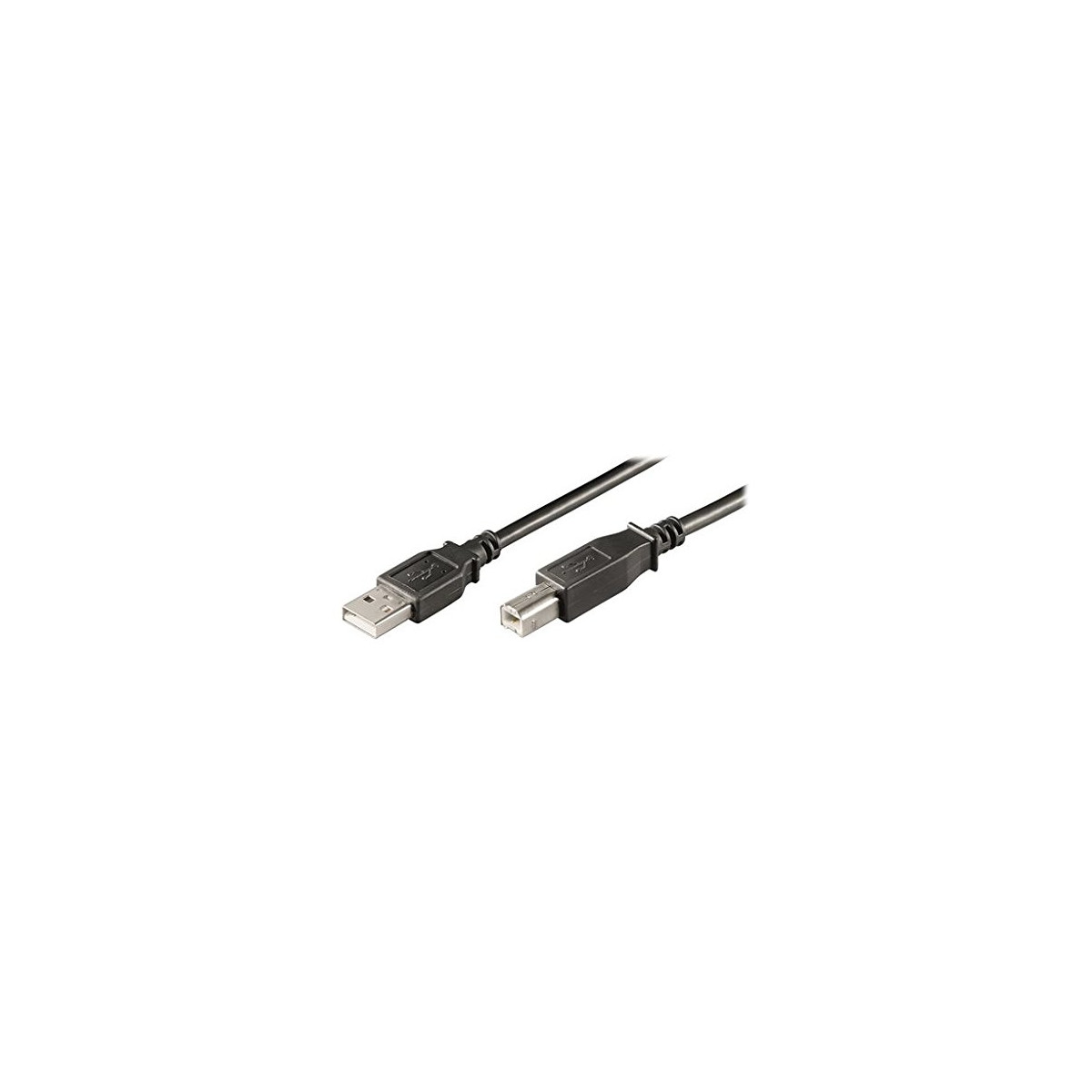 Un cavo USB nero con connettori di tipo A e di tipo B.