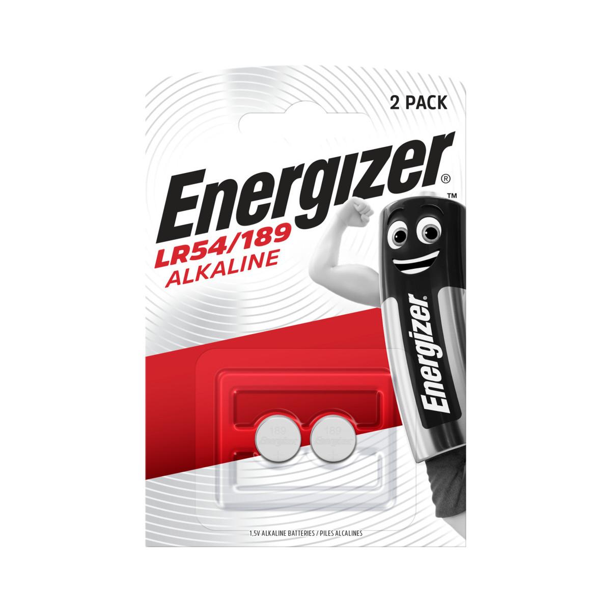 Energizer LR54/189 Alkaline Batterien, 2er Pack, mit Comic-Batterie-Figur.
