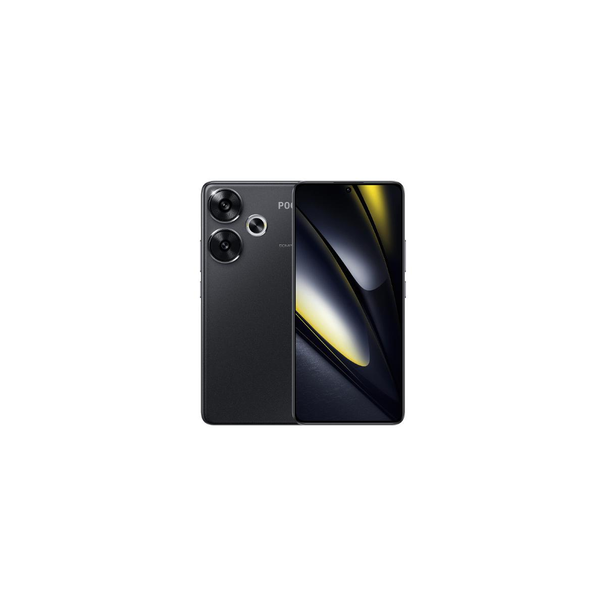 Uno smartphone nero con tre fotocamere posteriori e un grande schermo.