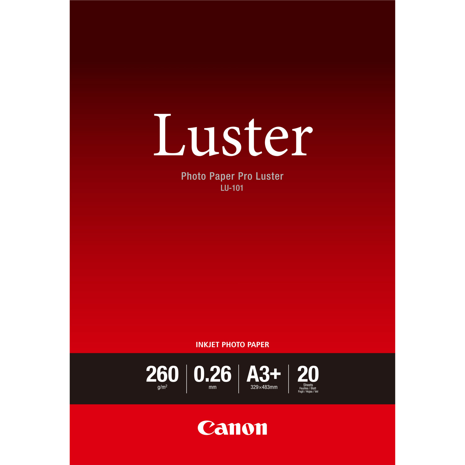 Canon Luster Photo Paper Pro Luster LU-101, 260 g/m2, 0,26mm, A3+, 20 Blatt.
