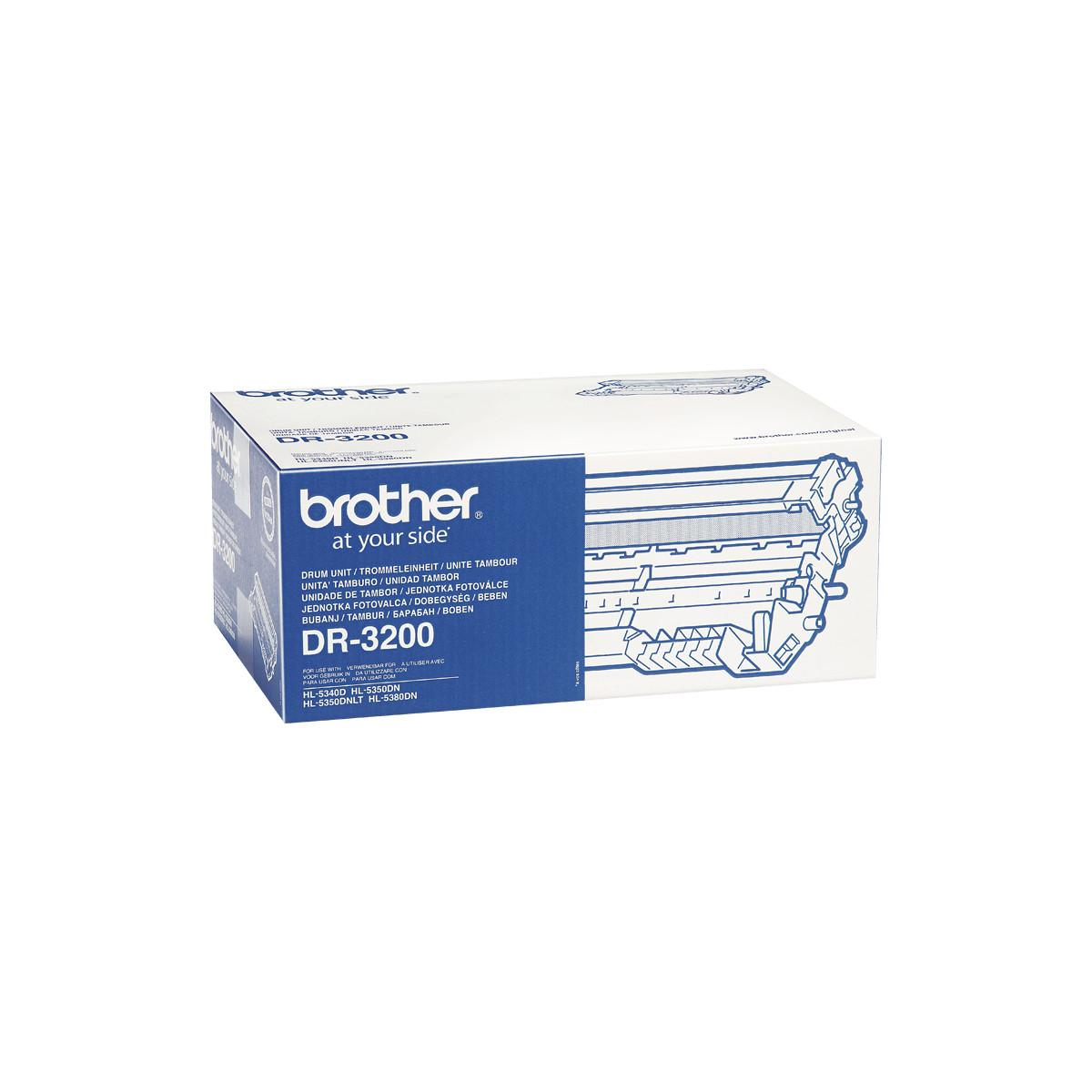 Confezione unità tamburo Brother DR-3200 in bianco e blu.
