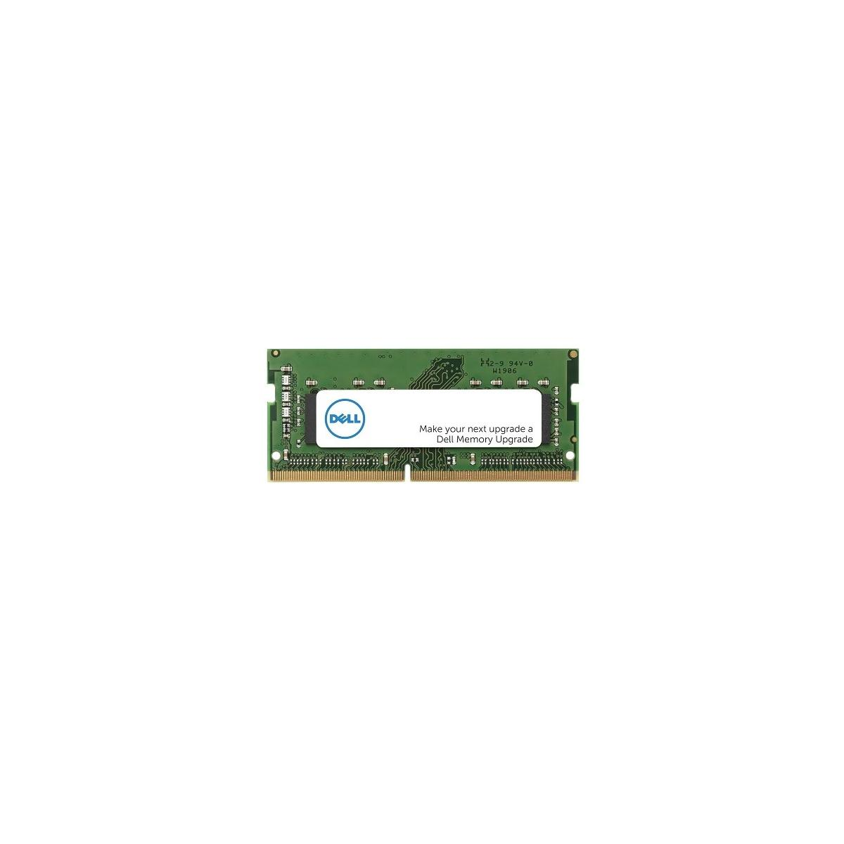 Een groene Dell RAM-module met zilveren contacten en tekst.