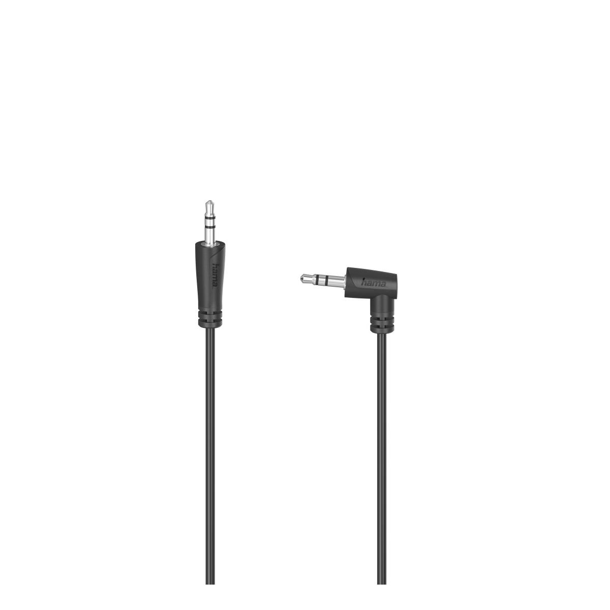 Two 3.5mm jack plugs with cables. One straight, one right-angled.