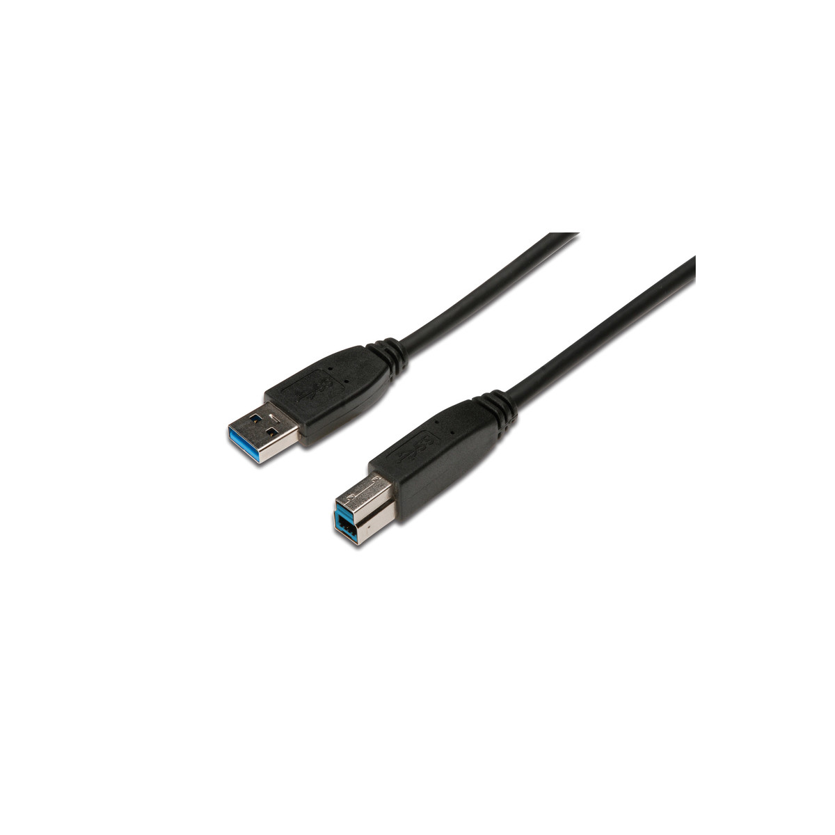 Un cavo USB 3.0 nero con connettore Tipo-A e Tipo-B.