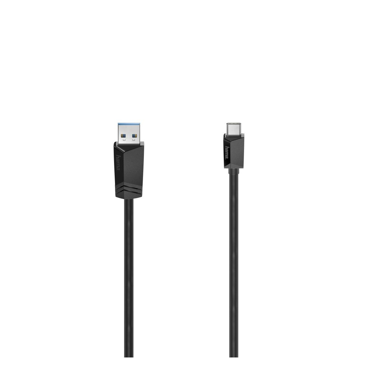 Two black Hama cables with USB-A and USB-C connectors on a white background.
