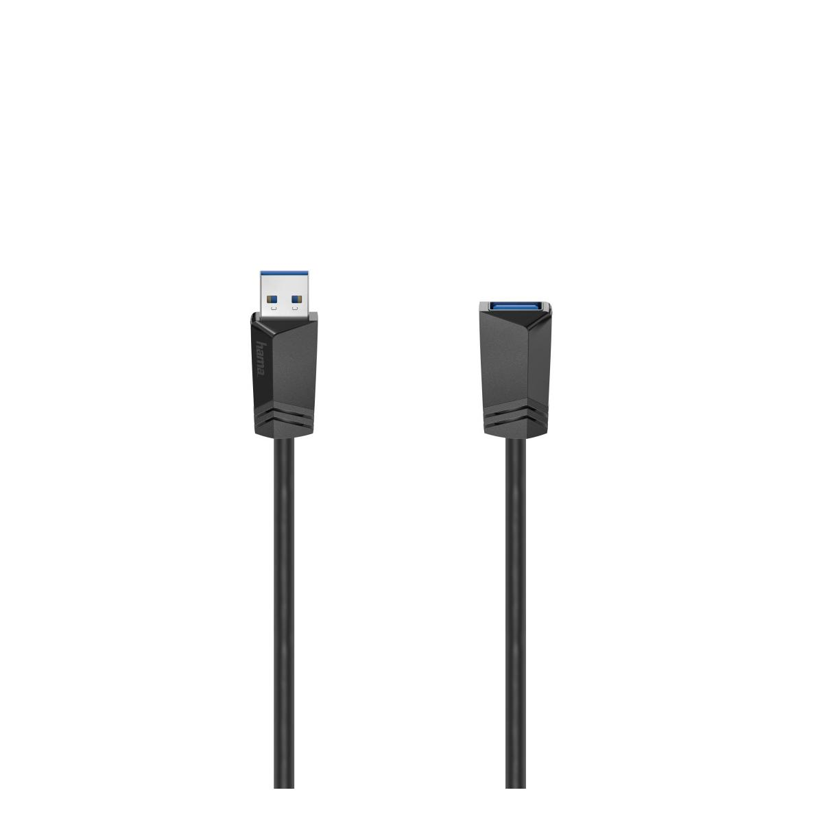 Zwei schwarze USB 3.0-Kabel mit blauen Anschlüssen auf weißem Hintergrund.