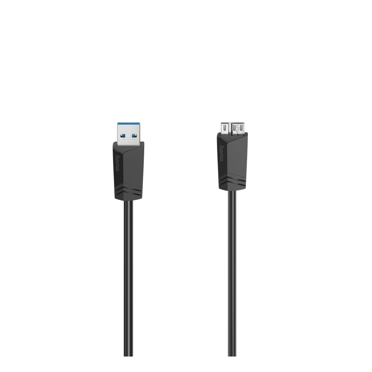 Zwei Hama USB-Kabel mit verschiedenen Anschlüssen auf weißem Hintergrund.