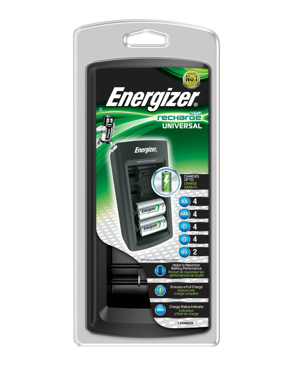 Caricabatterie universale Energizer con batterie AA, AAA, C, D e 9V