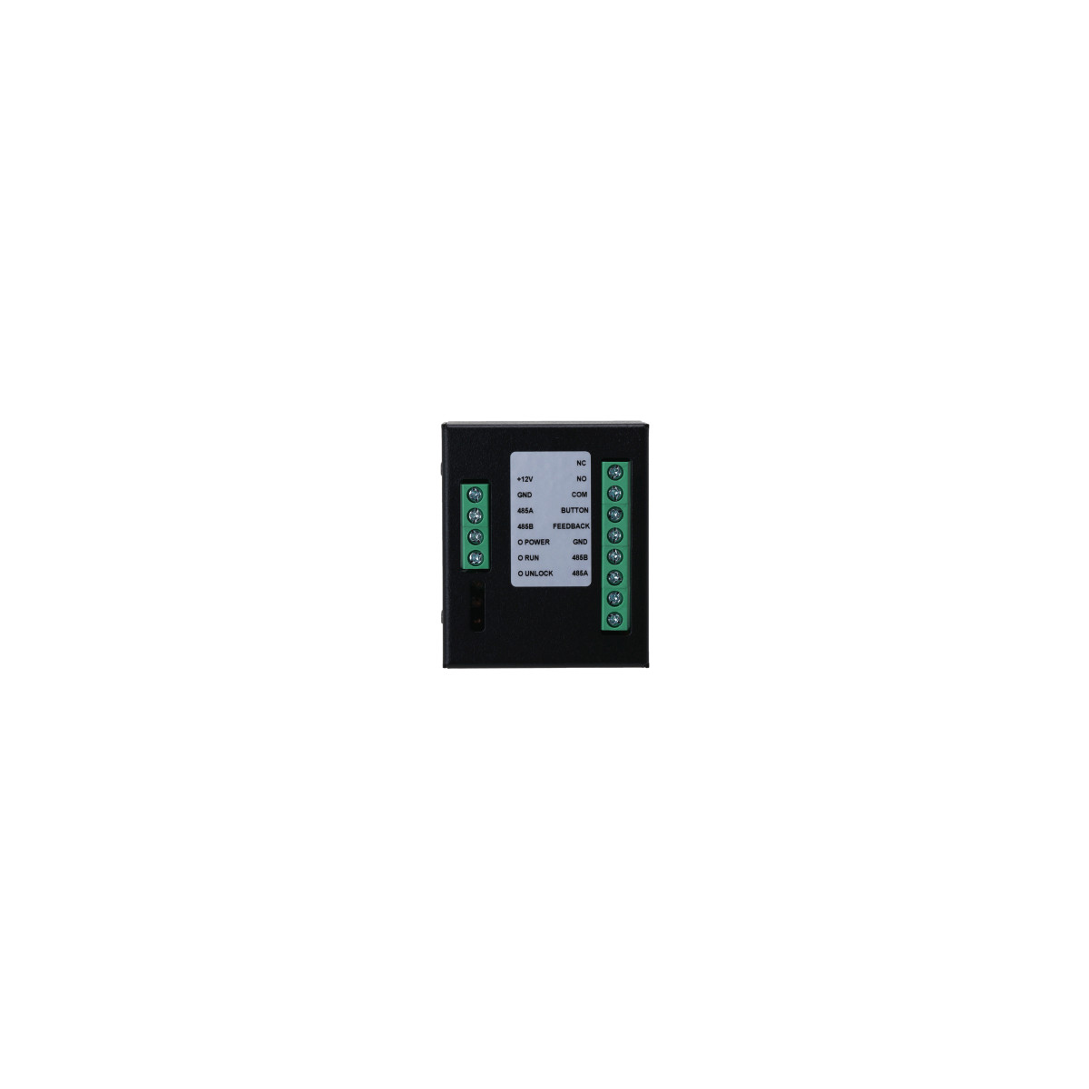 Modulo di controllo nero con morsetti a vite ed etichette come +12V, GND, 485A, 485B.
