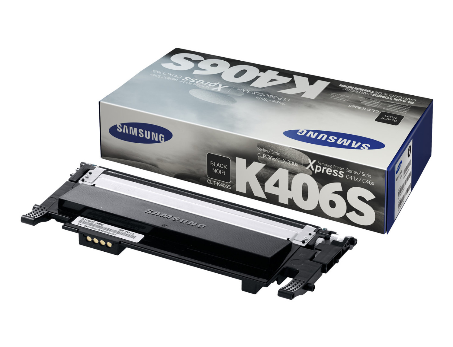 Cartuccia toner nera Samsung K406S e scatola.