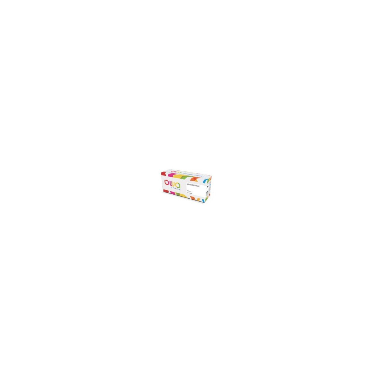 Verpackung mit bunter OWA-Logoseite und Regenbogenstreifen.