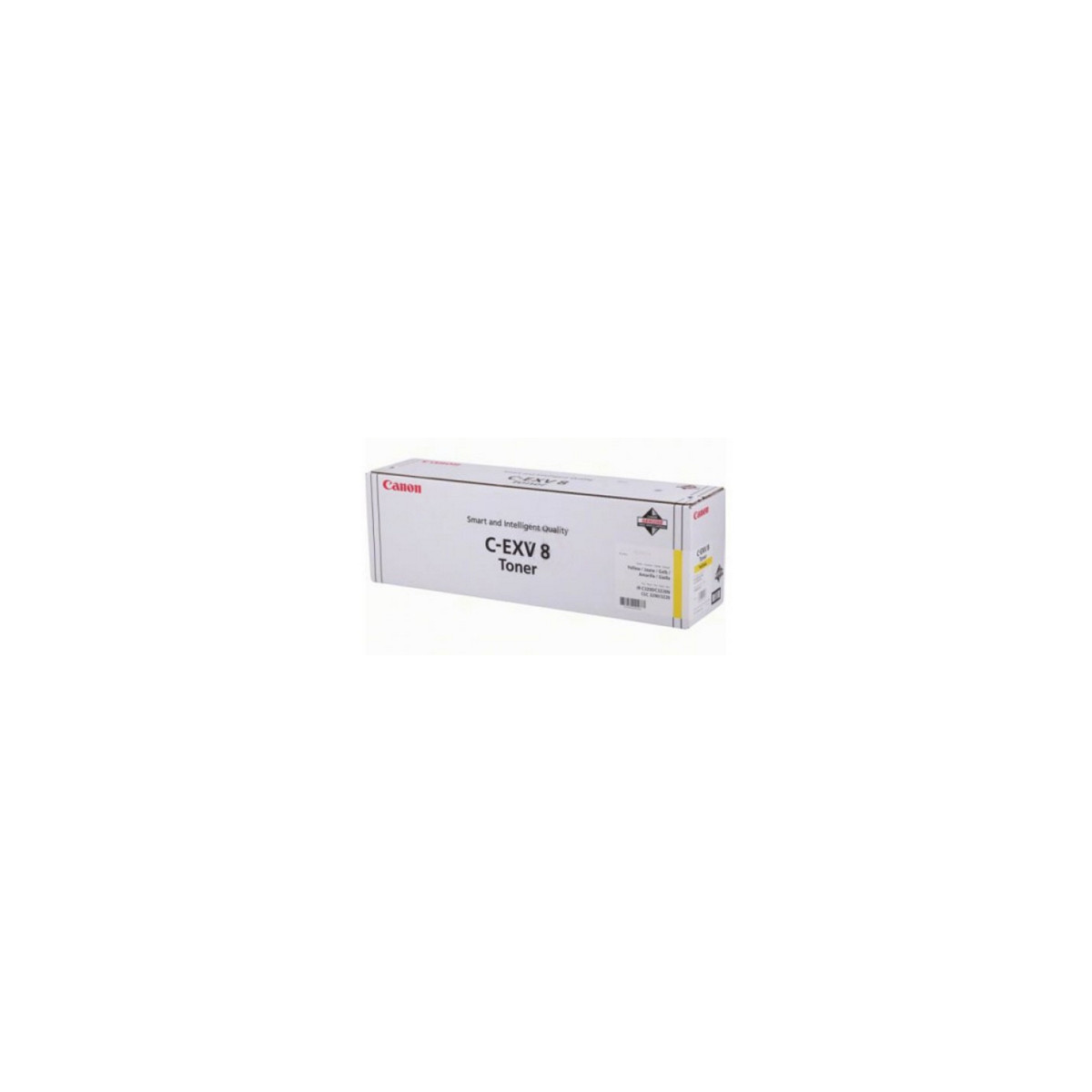 Cartuccia toner Canon C-EXV 8 nella sua confezione bianca con etichette.