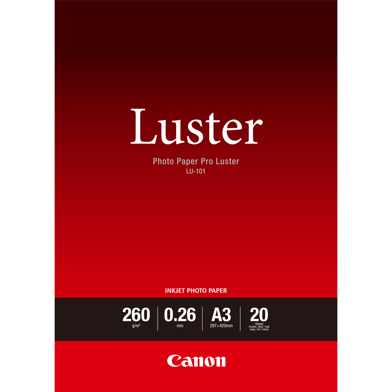 Canon Luster Pro Luster fotopapier LU-101, A3, 20 vel, 260 g/m², 0,26 mm.