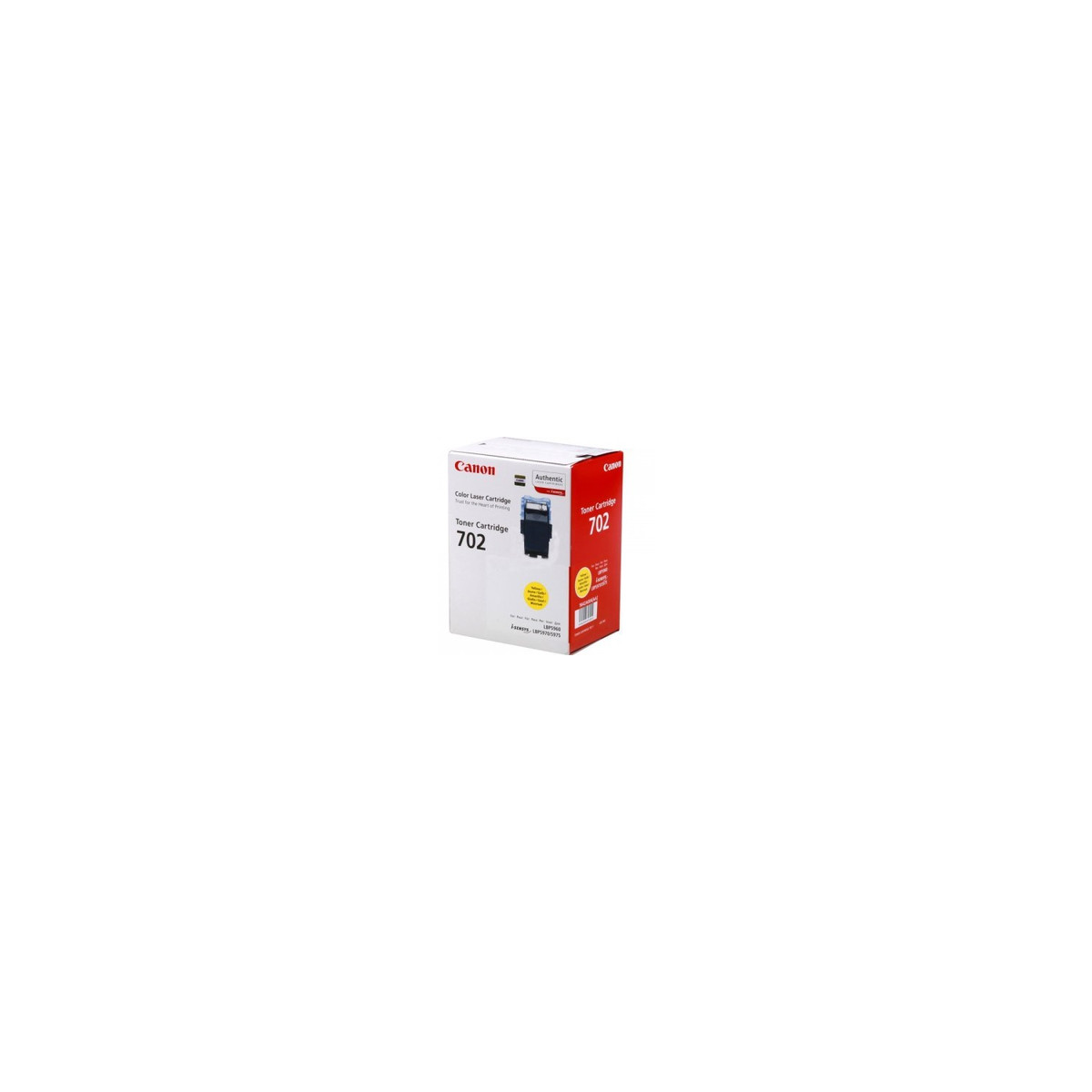 Scatola cartuccia toner Canon 702 con toner mostrato.