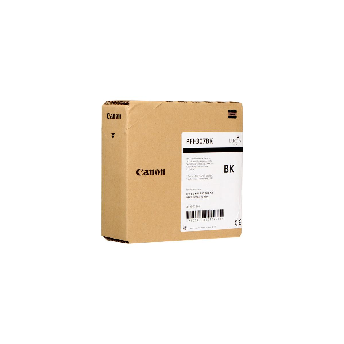 Serbatoio d'inchiostro Canon PFI-307BK per stampanti ImagePROGRAF, nero.