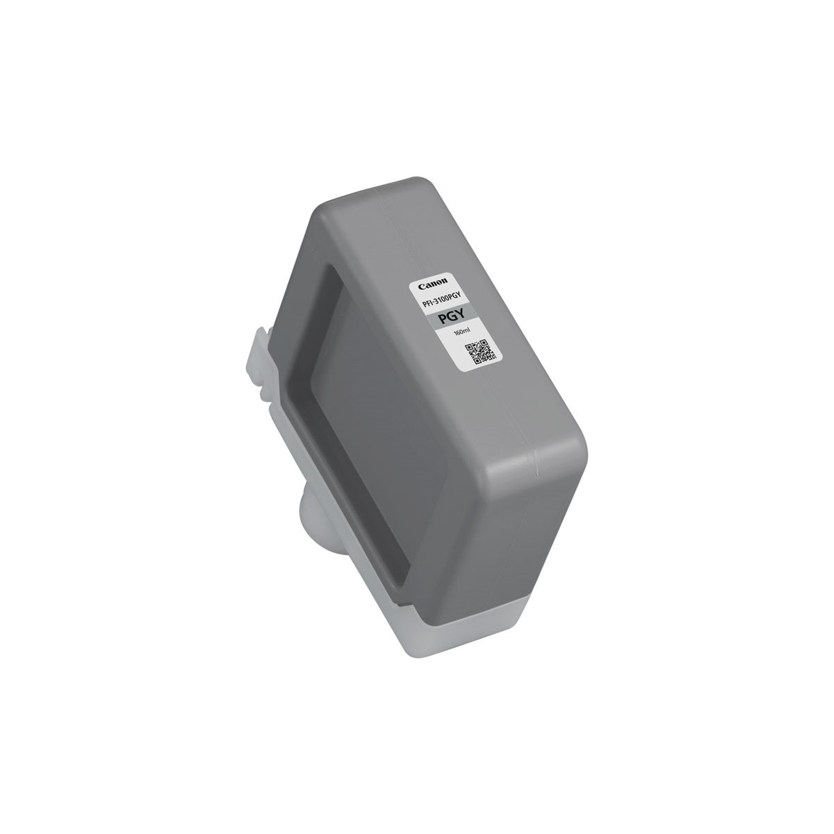 Grijze Canon PFI-3100PGY inktcartridge met QR-code en 160 ml label.