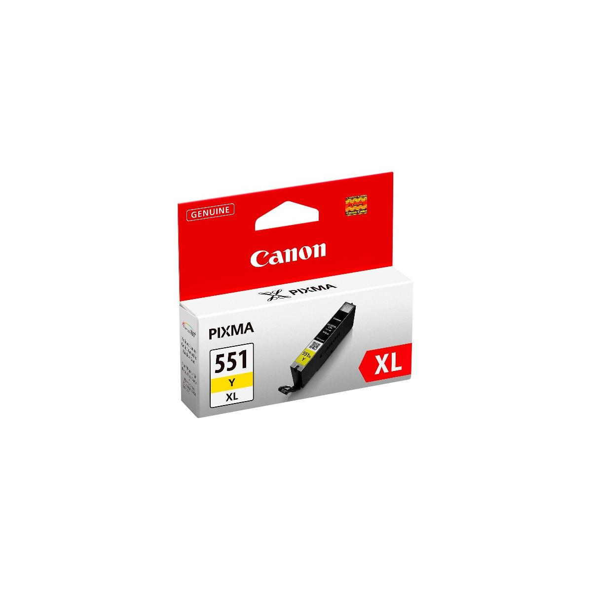 Żółty tusz Canon Pixma 551 XL w pudełku.