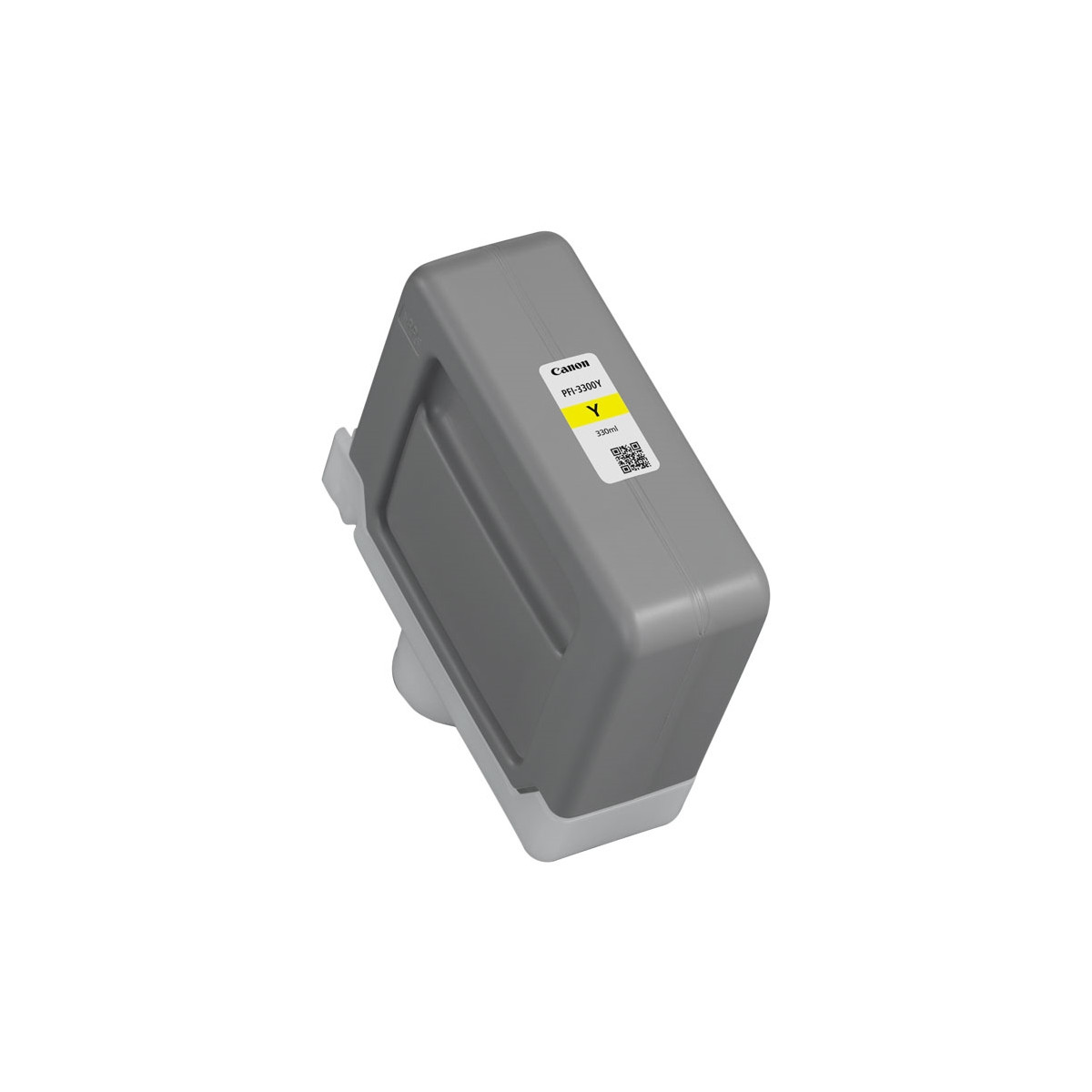 Grijze Canon inktcartridge met geel label en 'Y'-symbool.