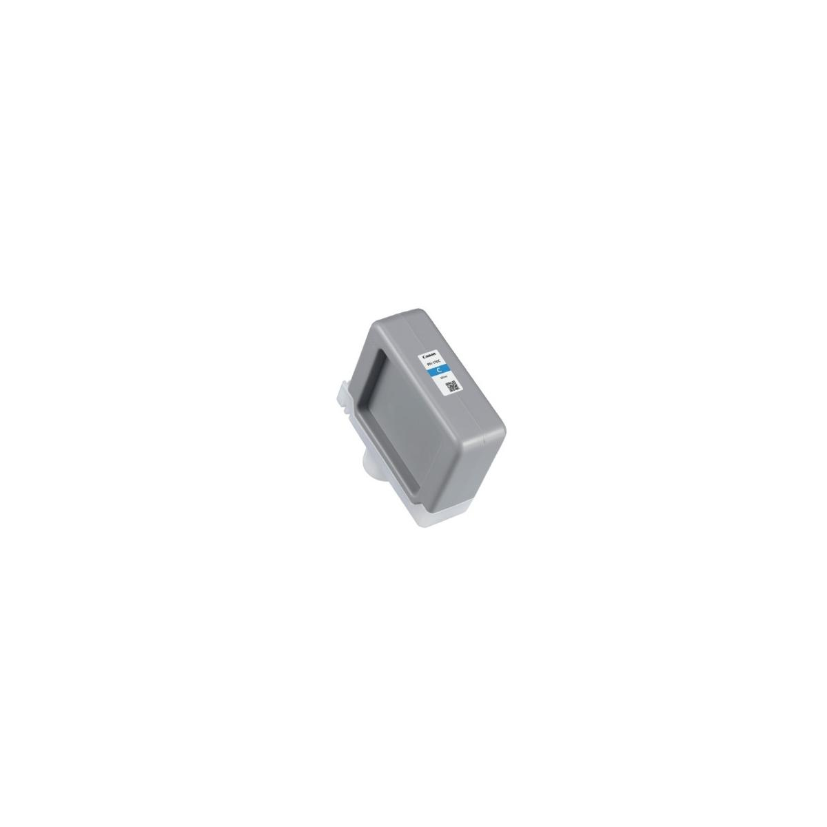 Gray Canon ink cartridge with a blue label, set against a white background.
