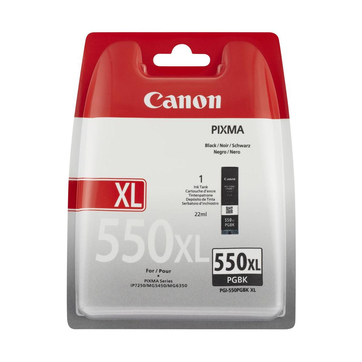 Canon PIXMA XL zwarte inktcartridge, PGI-550 PGBK XL, 22ml.
