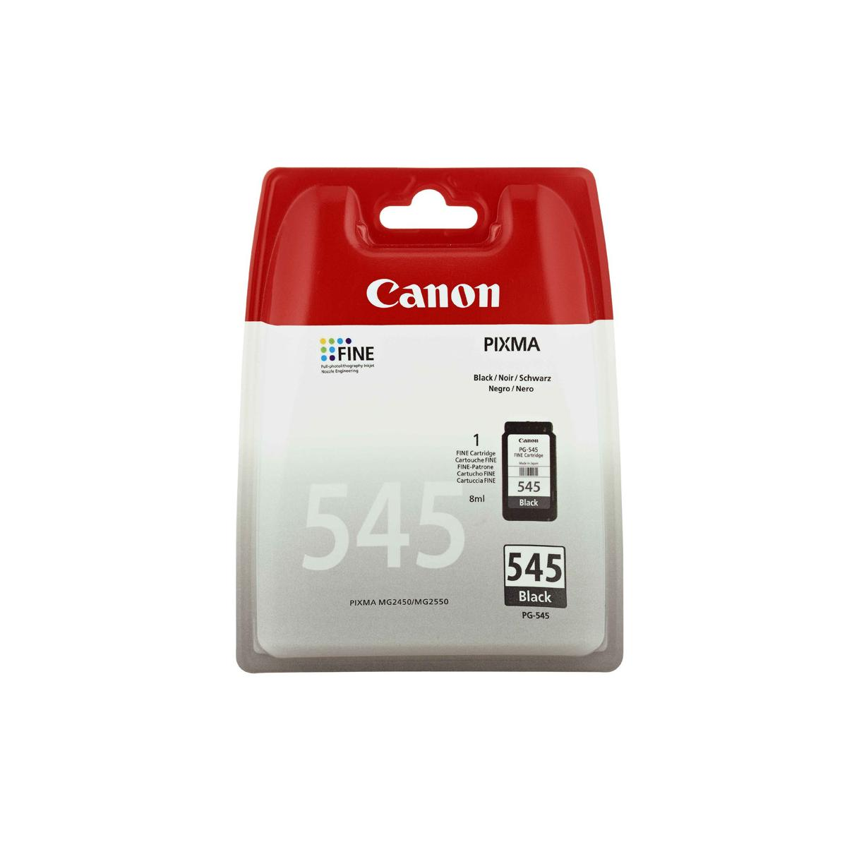 Canon PIXMA inktcartridge, model PG-545, zwarte inkt, 8ml.