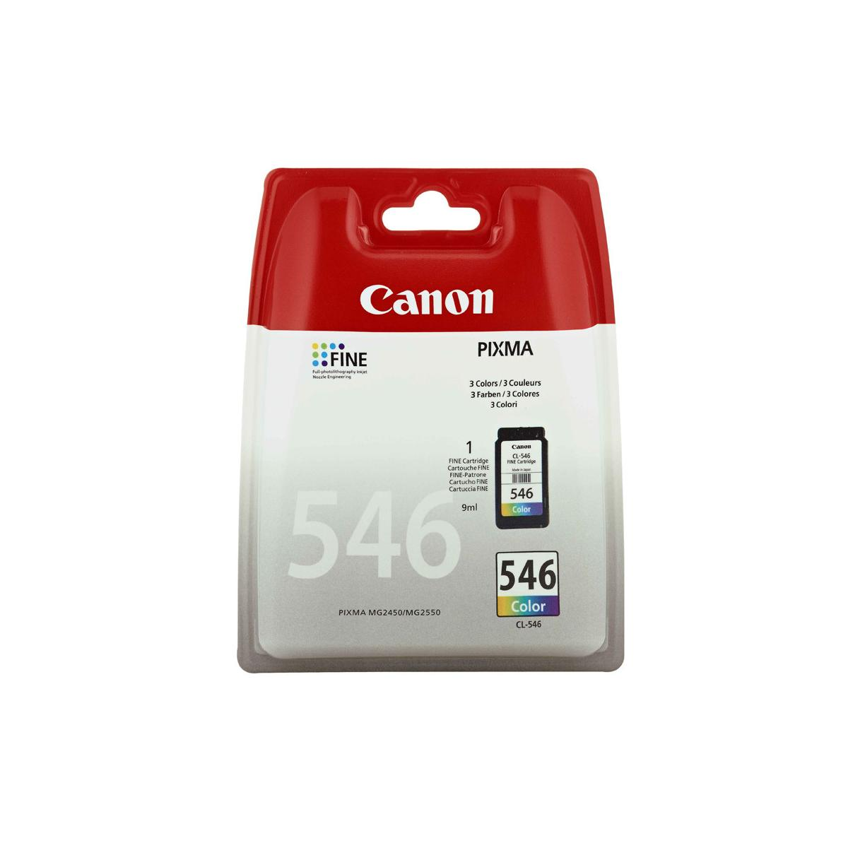 Cartuccia d'inchiostro a colori Canon PIXMA 546 in confezione, 3 colori, 9ml.