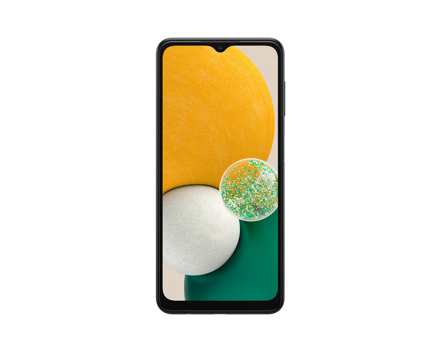 Ein Smartphone mit einem orangen, weißen und grünen Hintergrund auf dem Bildschirm.