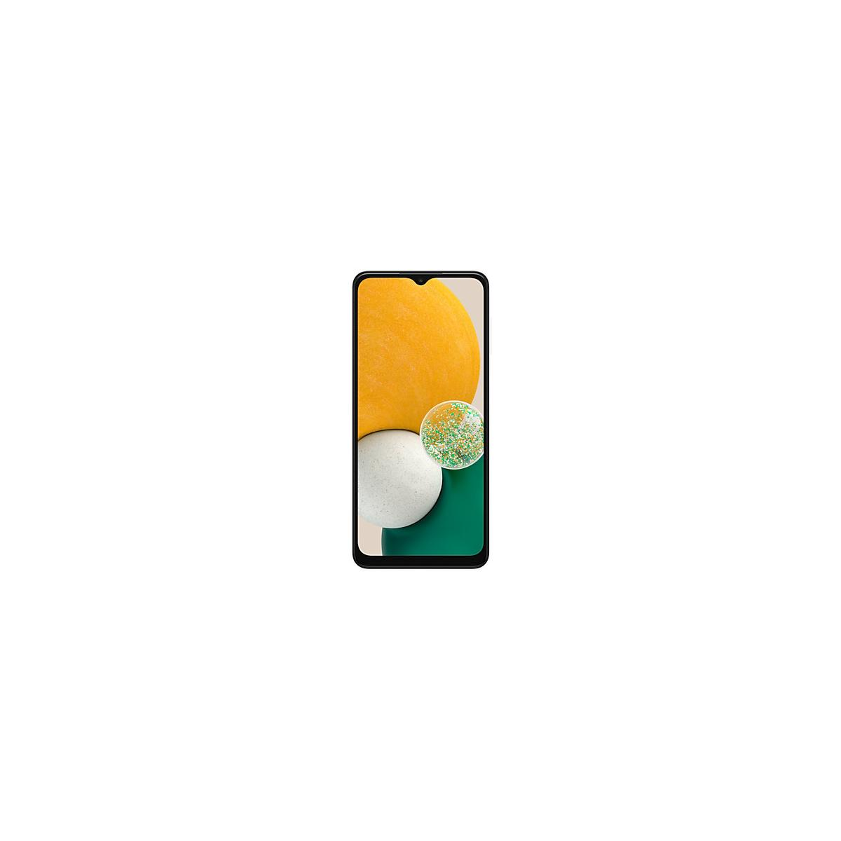Ein Smartphone mit einem tropfenförmigen Ausschnitt zeigt bunte Kugeln auf dem Bildschirm.