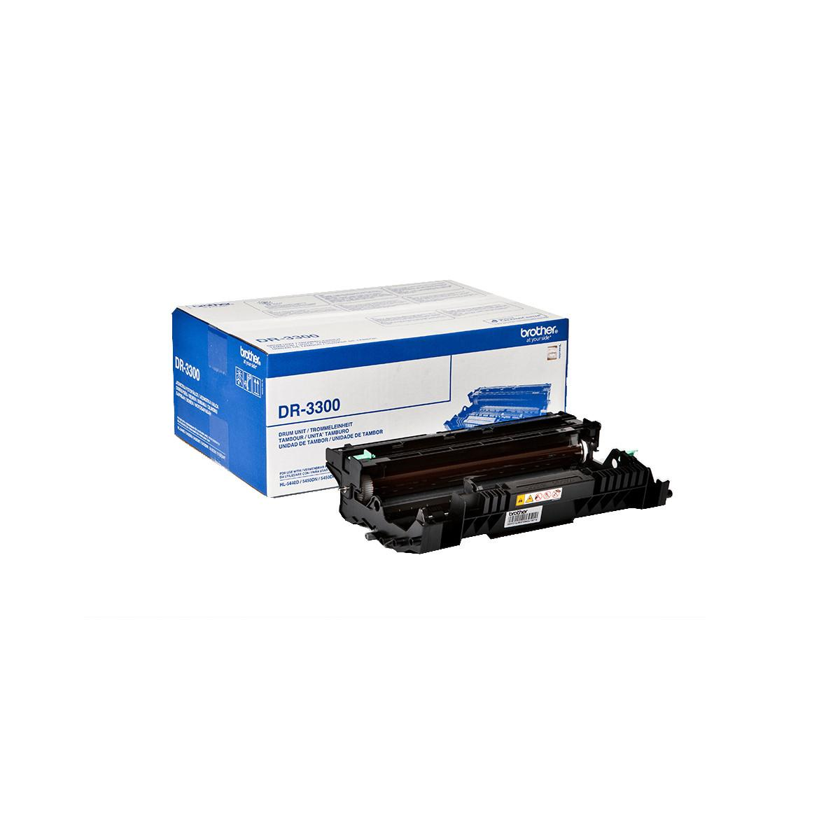 Brother DR-3300 Trommeleinheit neben der Verpackung.