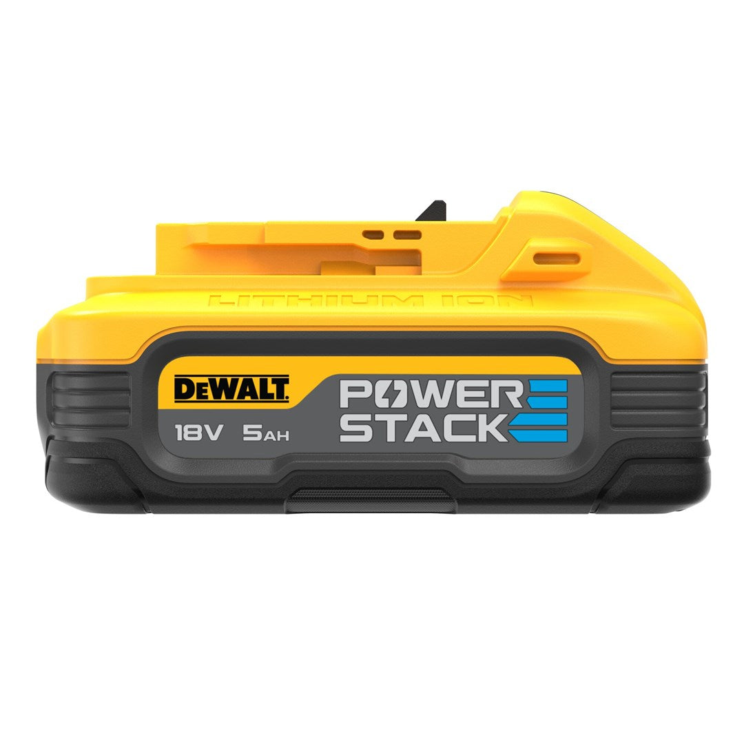 Siyah kasalı sarı DeWalt Power Stack 18V 5Ah pil.