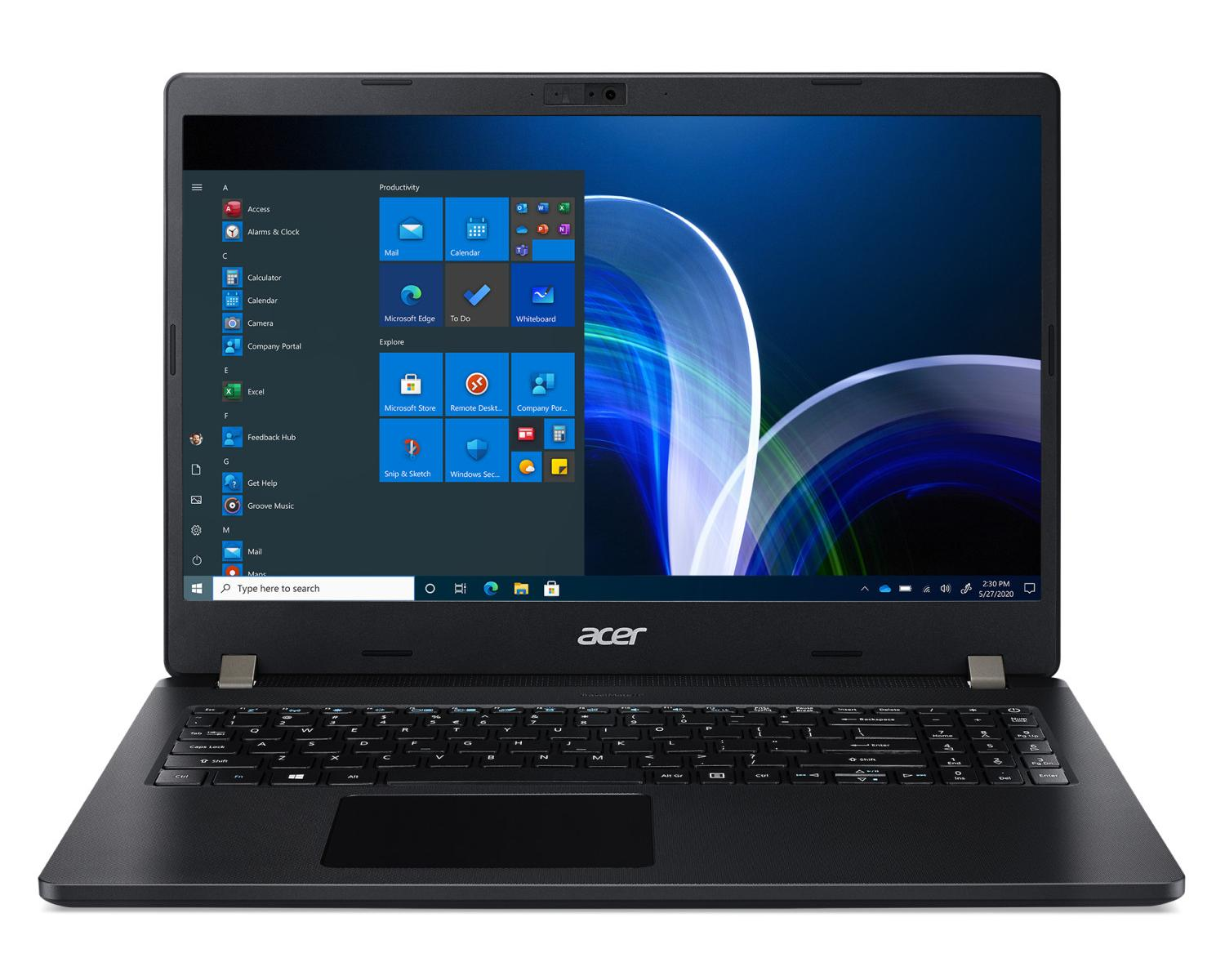 Un laptop Acer nero che mostra un menu Start con app come Posta, Calendario ed Excel.