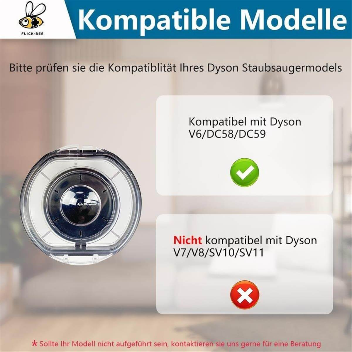 Compatibilità aspirapolvere Dyson: V6/DC58/DC59 compatibile, V7/V8/SV10/SV11 no.