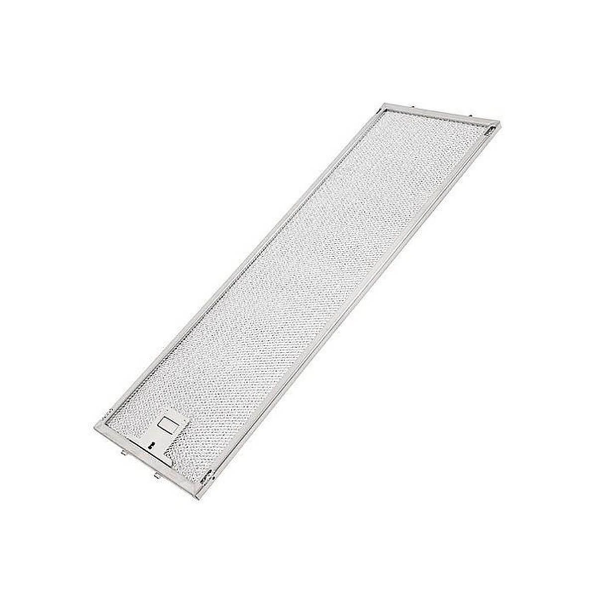 Ein metallischer Dunstabzugshaubenfilter mit feiner Masche.
