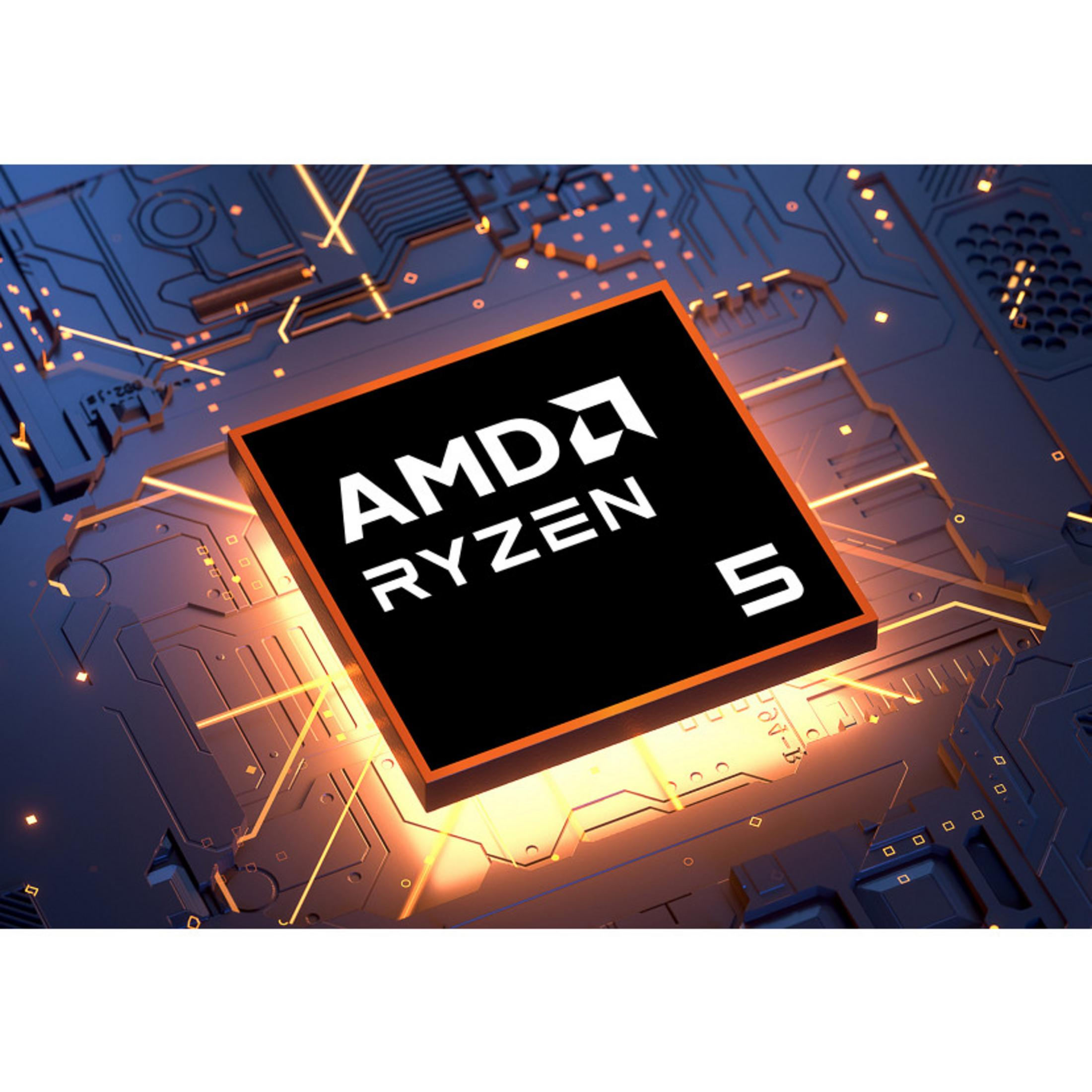 AMD Ryzen 5 CPU op een verlichte printplaat.