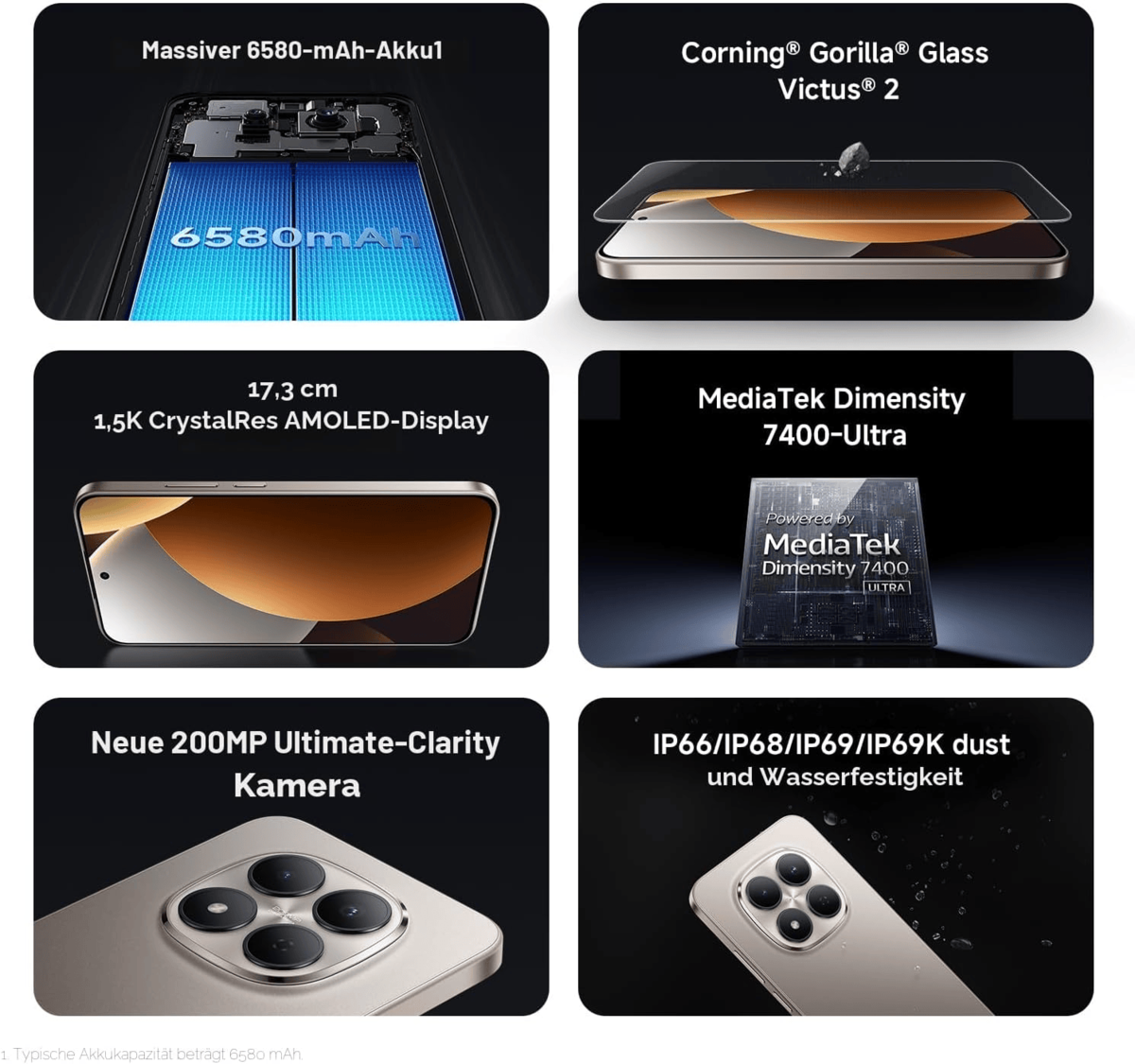 Ein Smartphone mit großem 6580-mAh-Akku und Corning Gorilla Glass Victus 2.