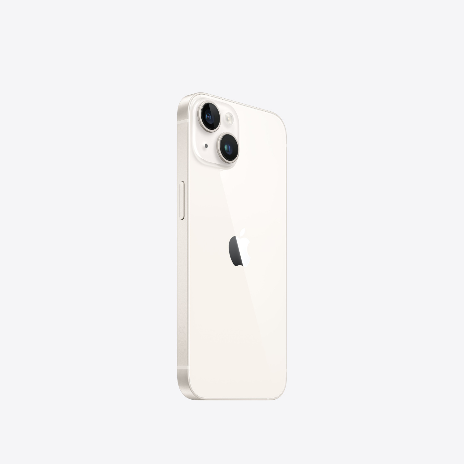 Un iPhone bianco con due fotocamere posteriori, con logo Apple.