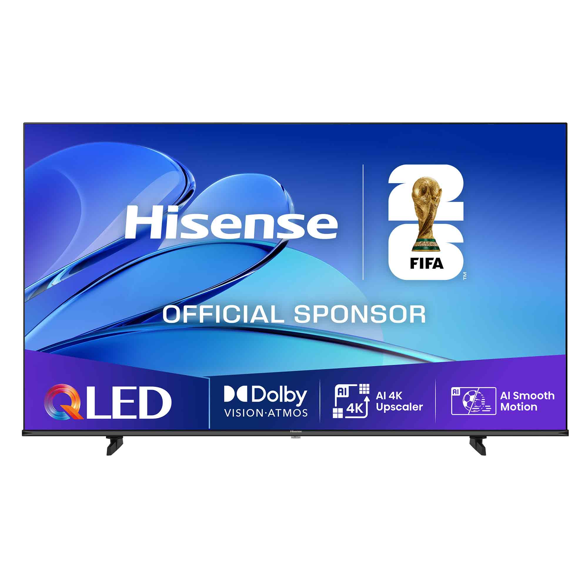 Hisense QLED TV, offizieller FIFA-Sponsor. Mit Dolby Vision, AI 4K Upscaler, AI Smooth Motion.