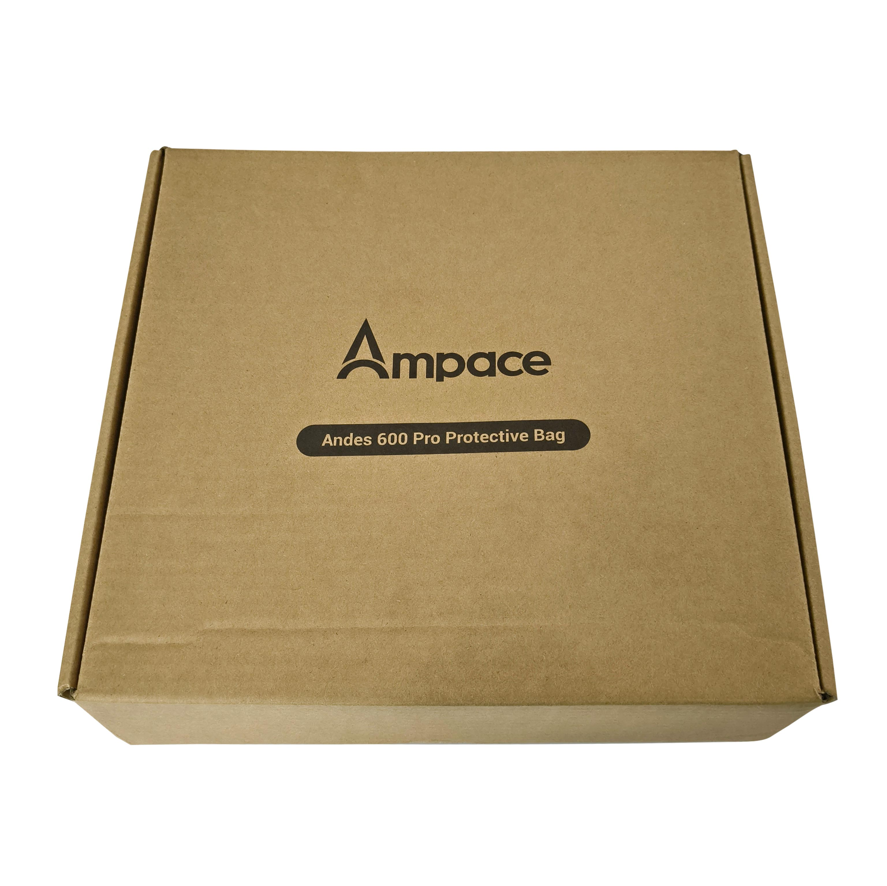 Brauner Karton mit Ampace-Logo und Produktbezeichnung Andes 600 Pro.