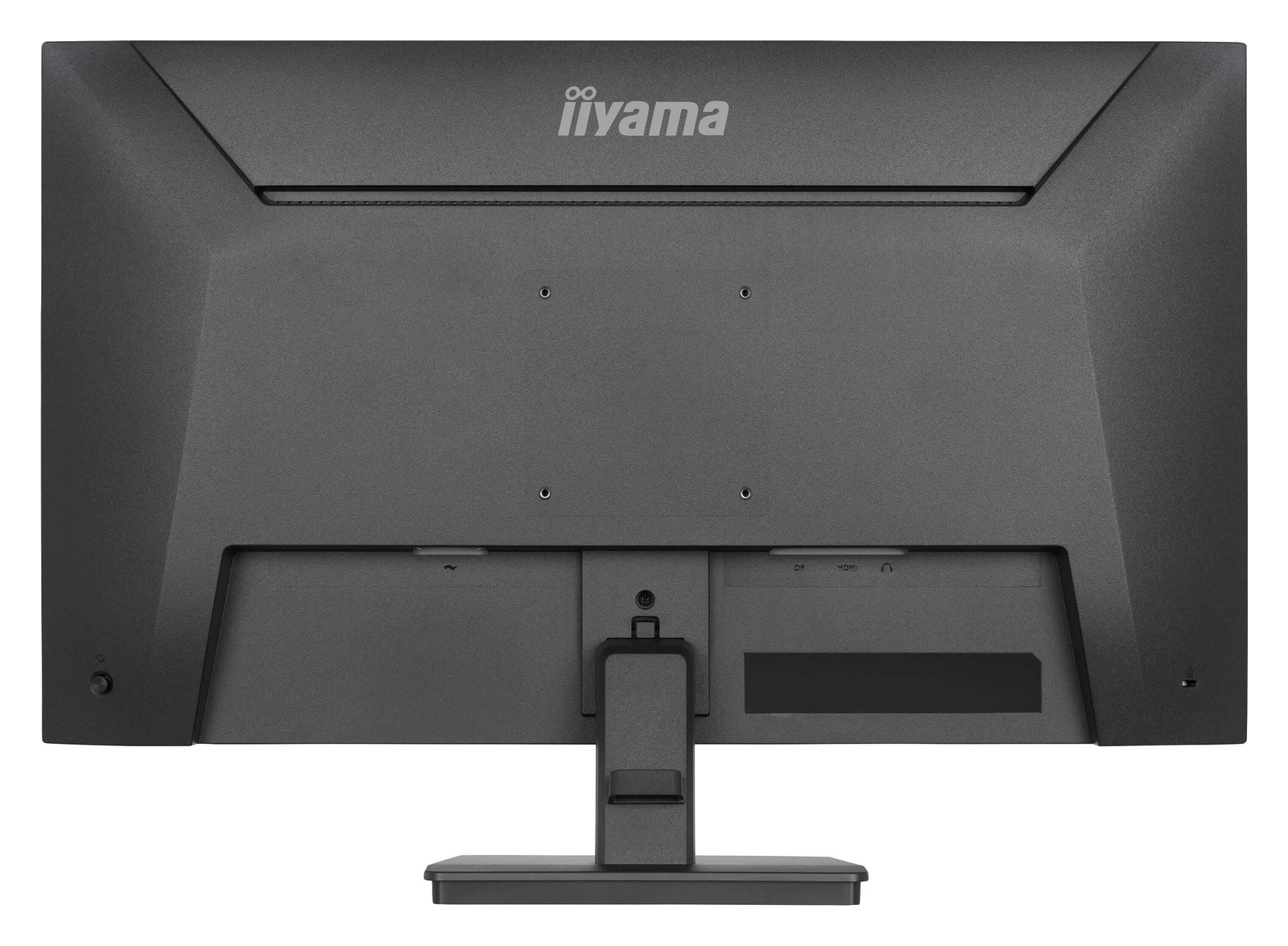 Retro di un monitor nero con porte e logo Iiyama.