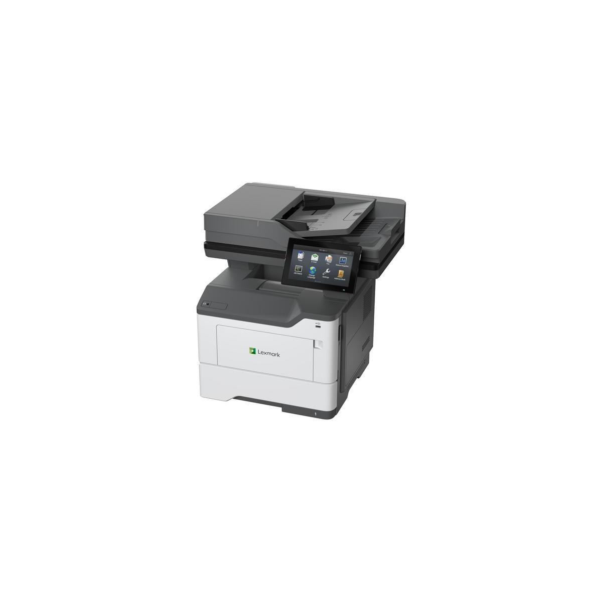 Een Lexmark printer met touchscreen en documentinvoer.