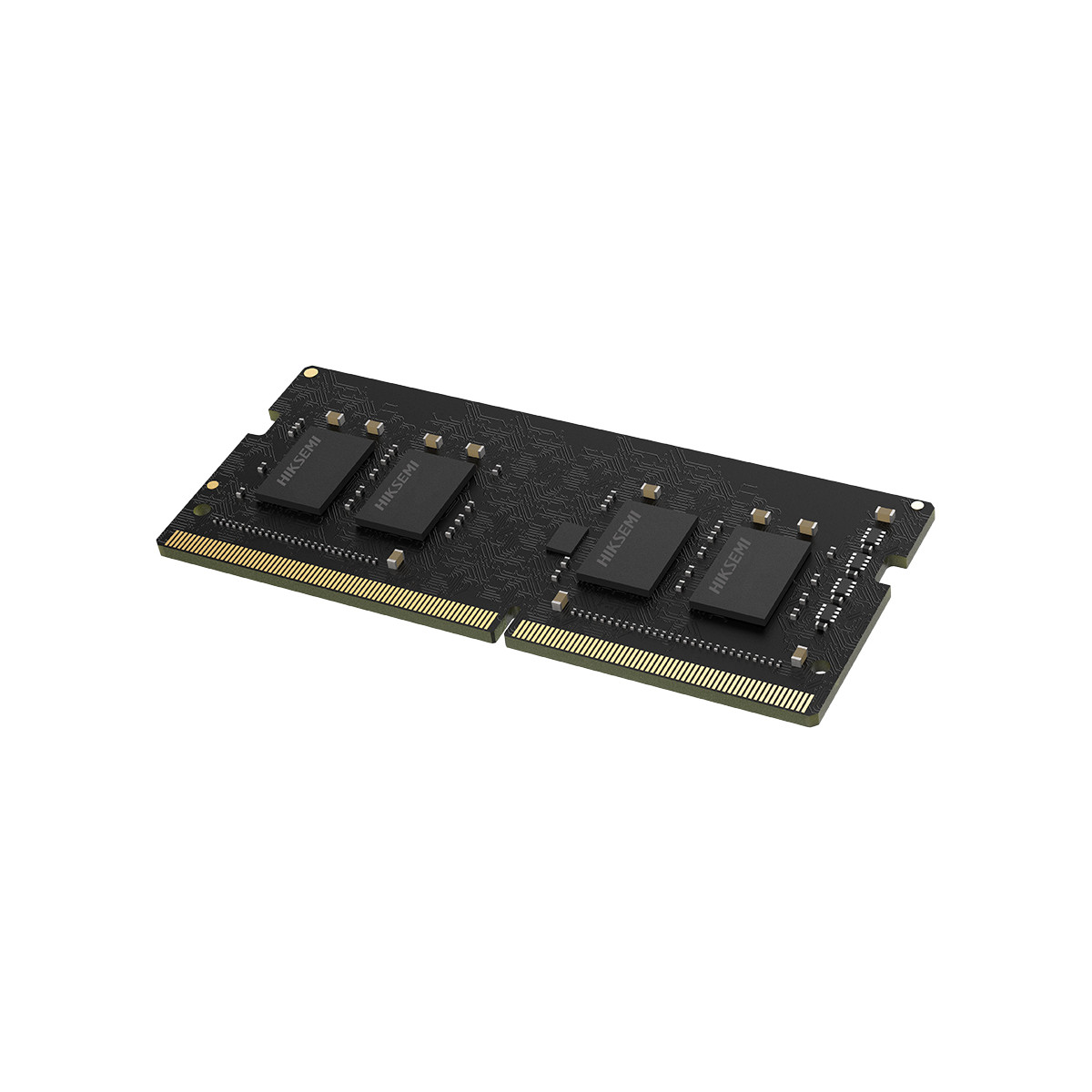 Ein schwarzer RAM-Riegel mit goldenen Kontakten und vier HIKSEMI-Chips.