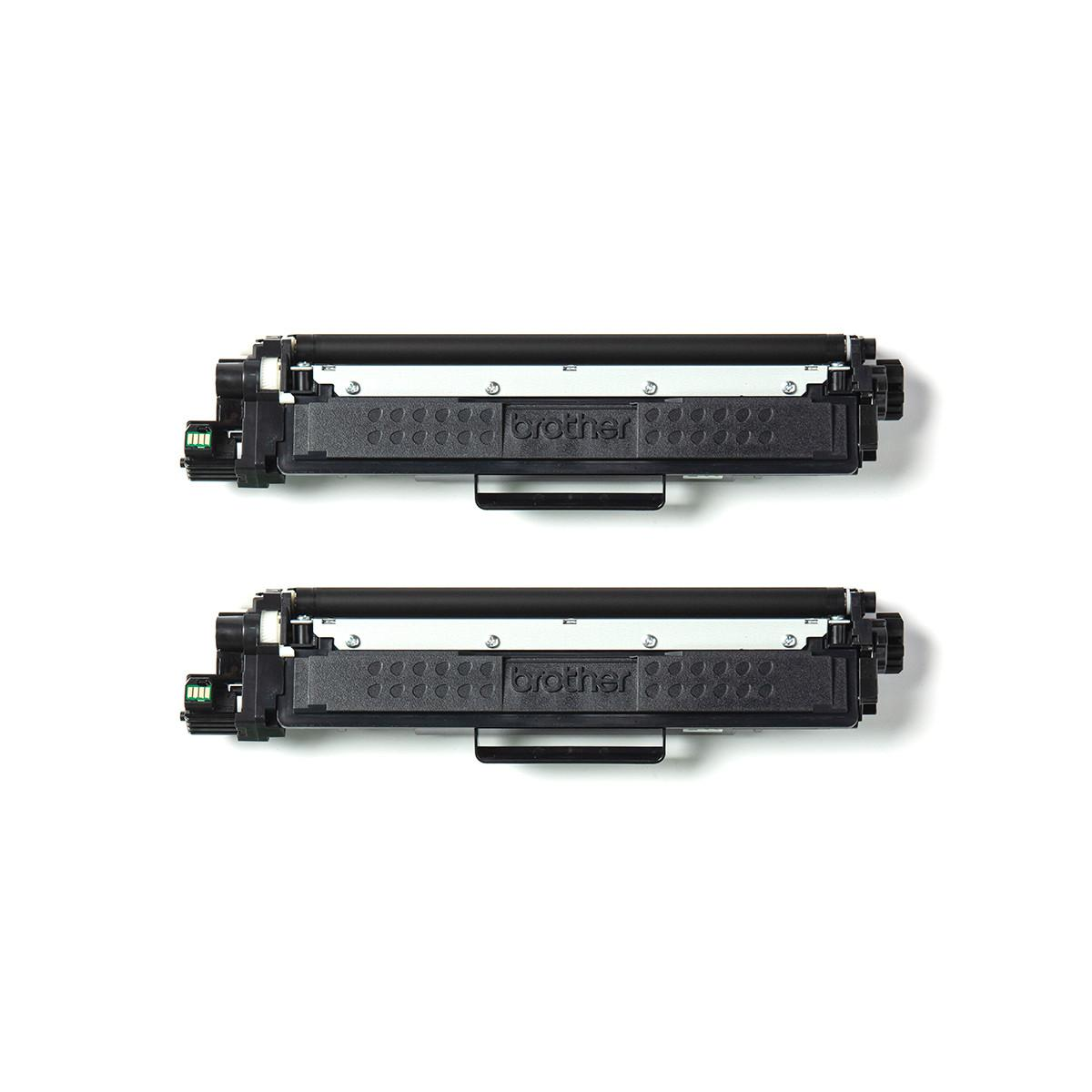 Two black Brother toner cartridges are side by side on a white background.