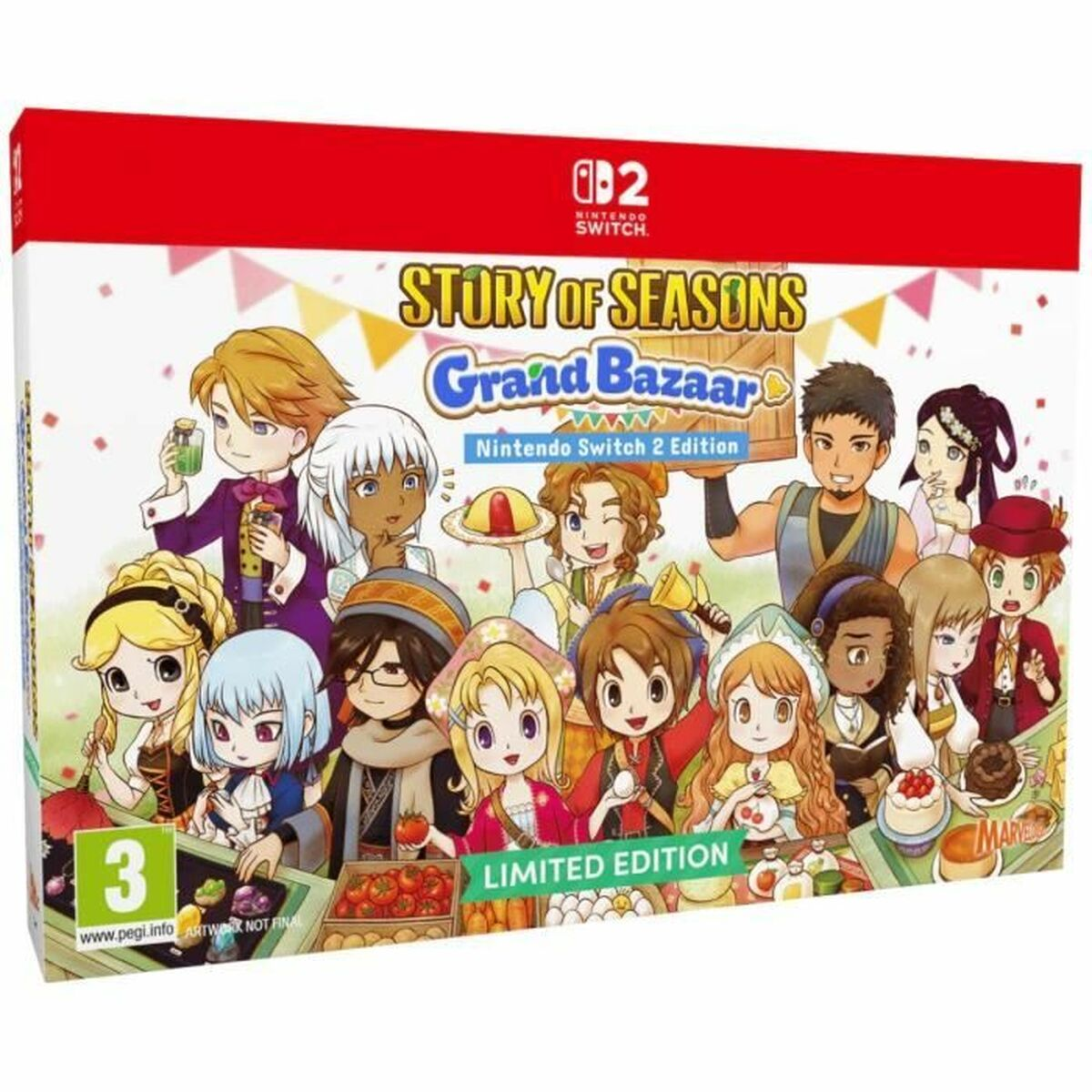 Copertina del gioco con personaggi anime per Story of Seasons: Grand Bazaar, Nintendo Switch.
