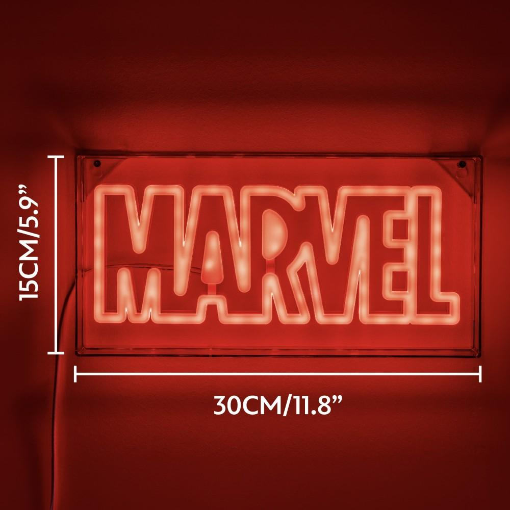 Rotes Marvel-Neonlichtschild, 30x15cm, rechteckig.