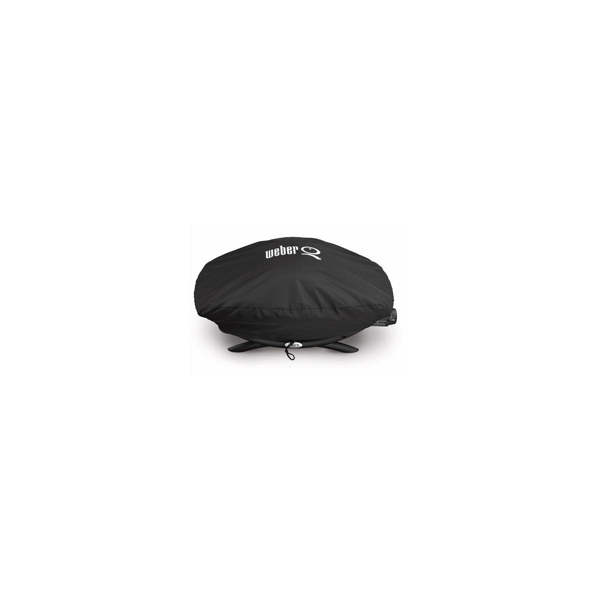 Funda negra para parrilla Weber con logo.