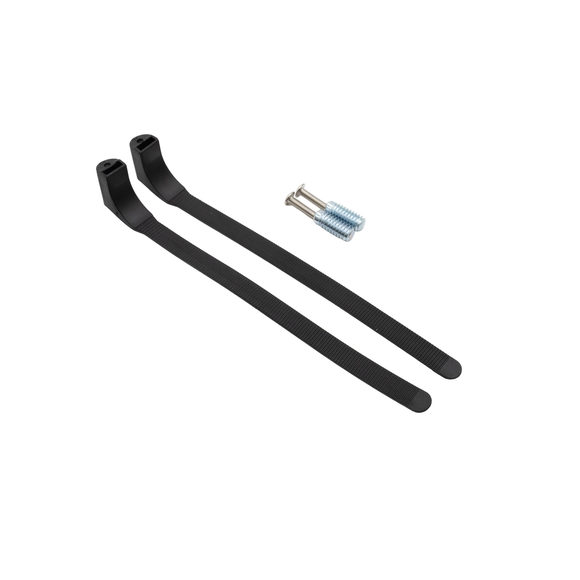 Dos correas negras con dos tornillos.