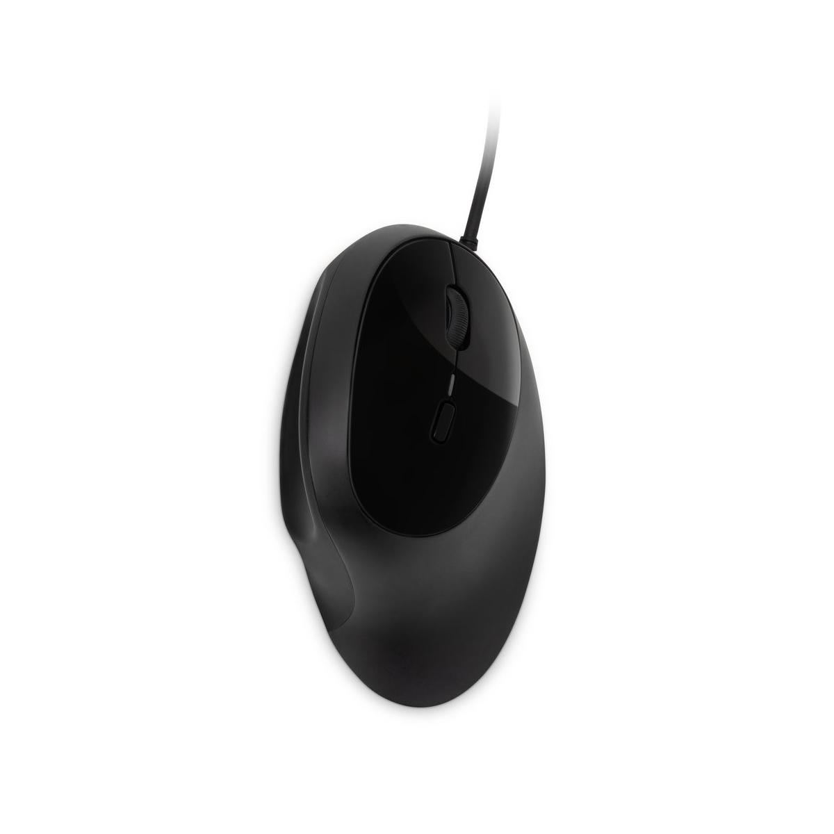 Black computer mouse with cable, isolated on white.