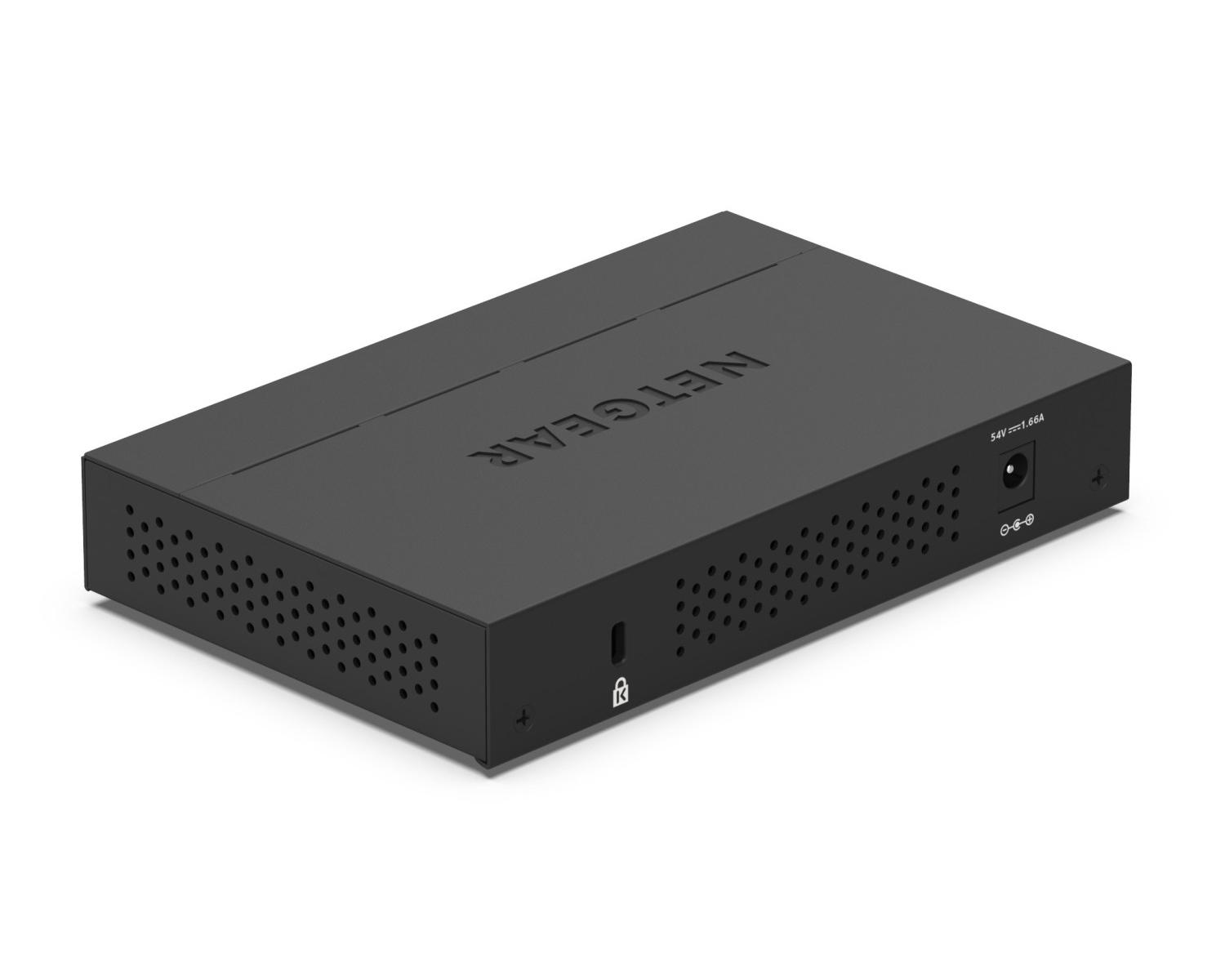 Appareil Netgear noir avec fentes d'aération et connecteur d'alimentation.